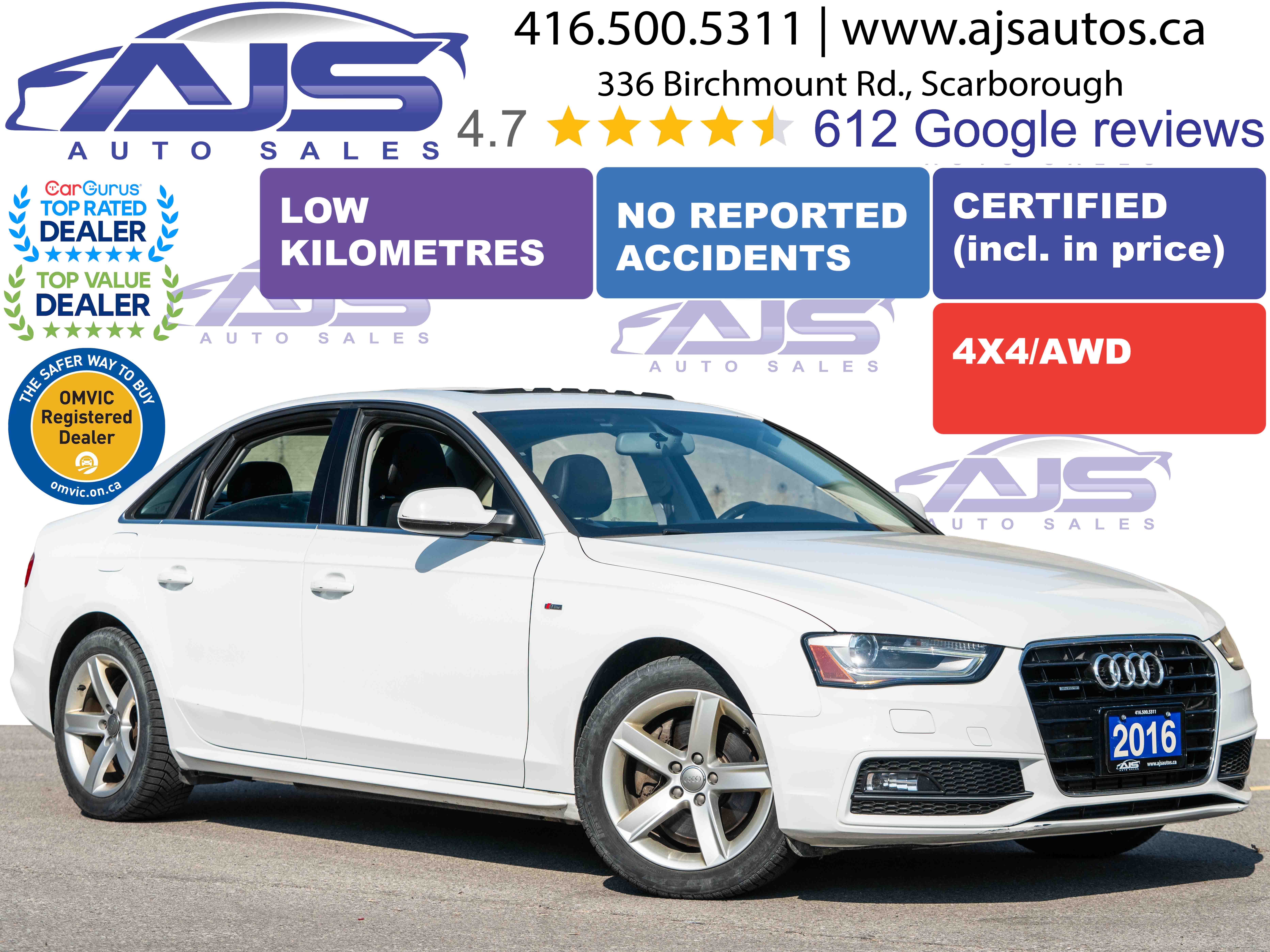 White 2016 Audi A4 2.0T quattro Progressiv Plus AWD Sedan 8-Speed Automatic