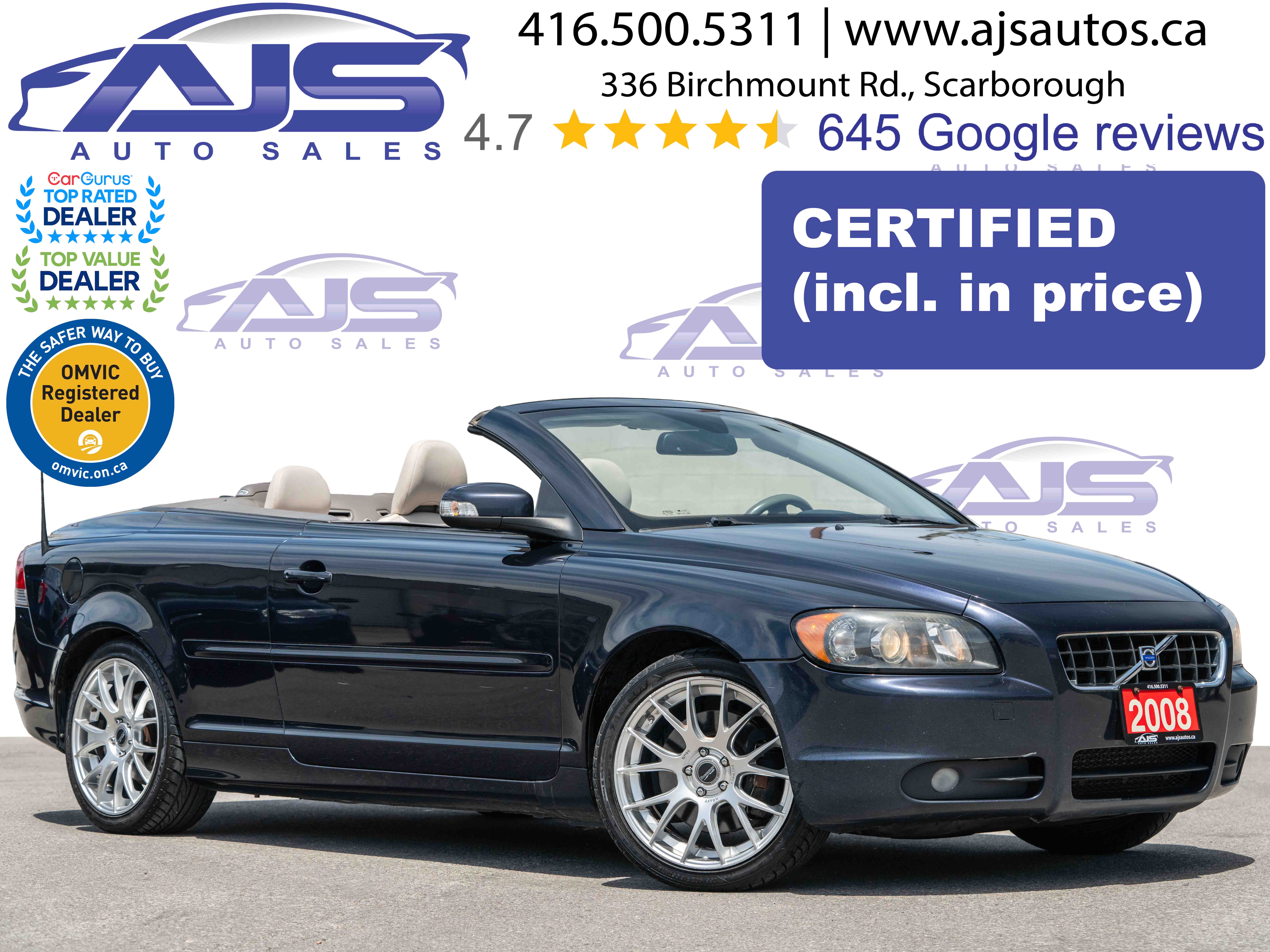 NAVY BLUE 2008 Volvo C70 T5 Convertible Front-Wheel Drive Automatic