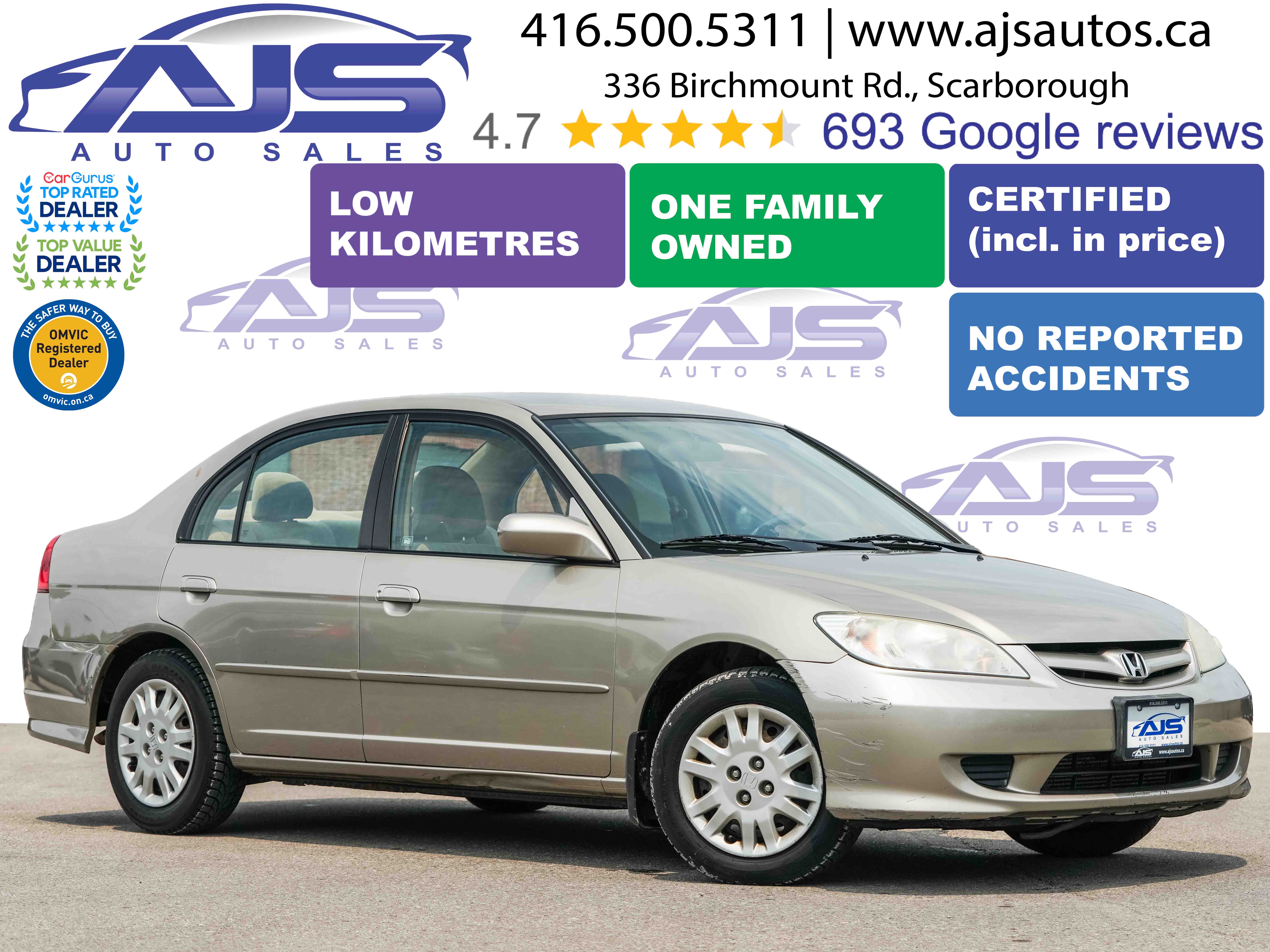 Gold 2004 Honda Civic Sedan Front-Wheel Drive Automatic