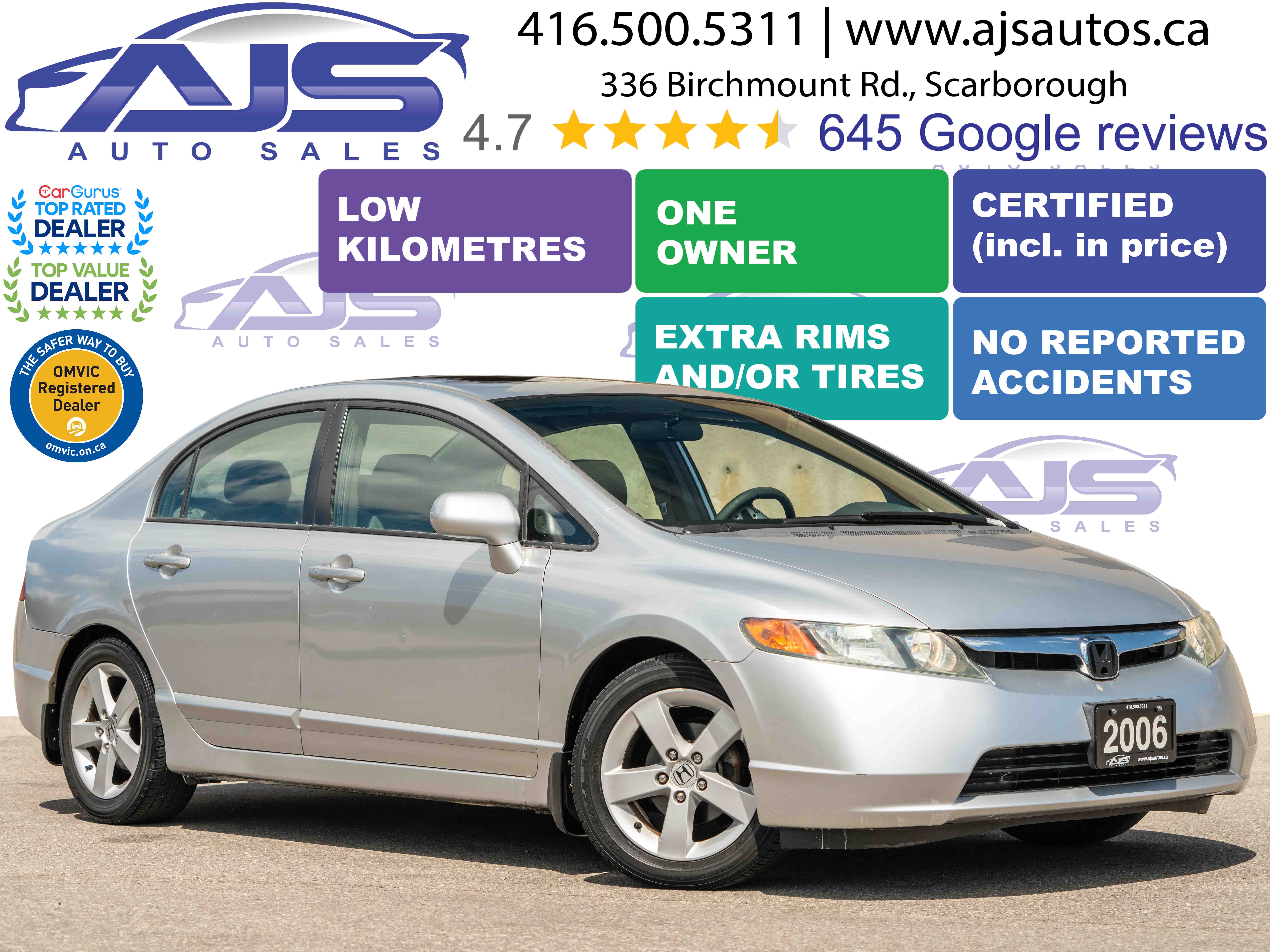 Silver 2006 Honda Civic EX Sedan Front-Wheel Drive Automatic