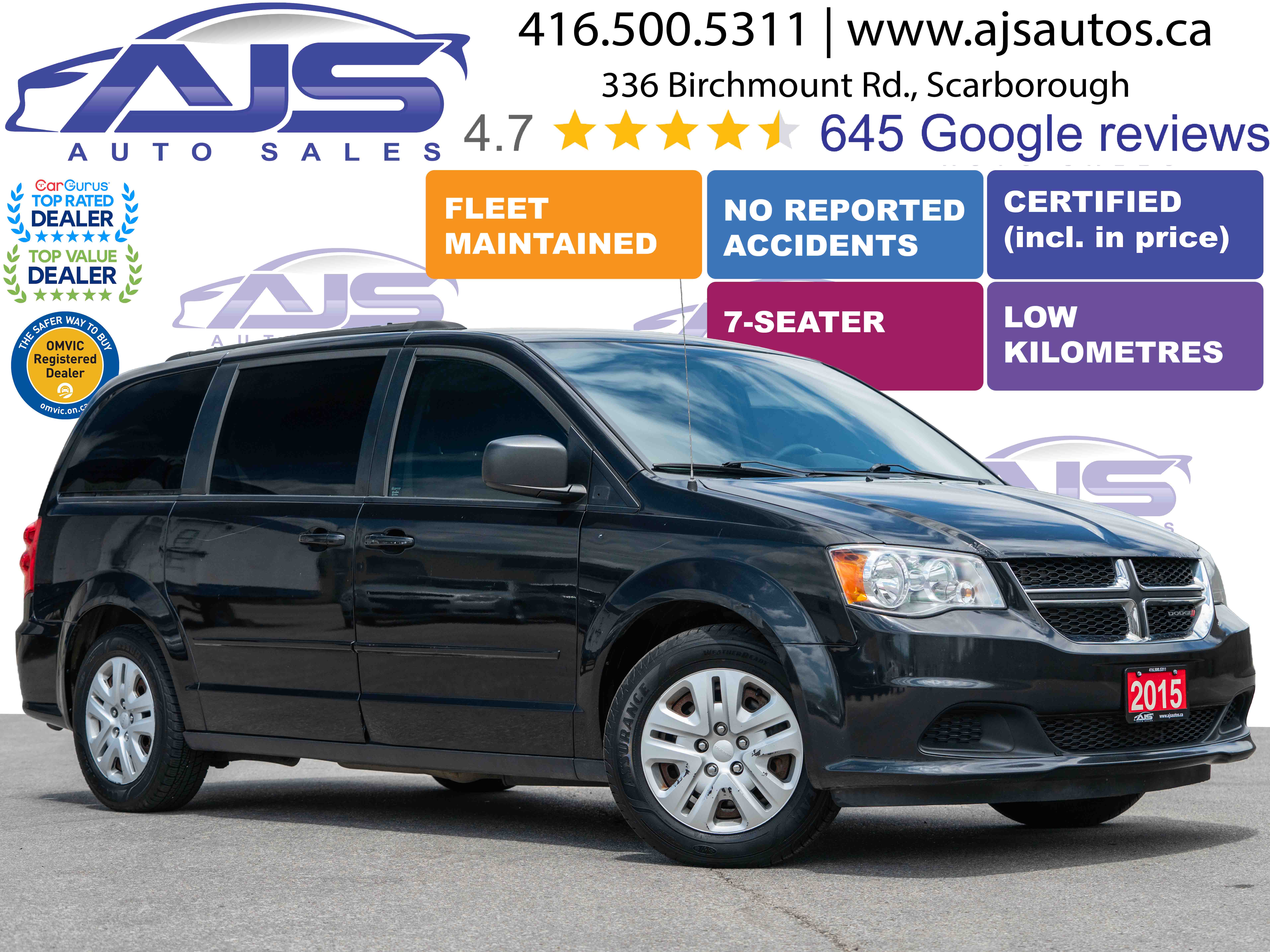 Black 2015 Dodge Grand Caravan Minivan Front-Wheel Drive Automatic