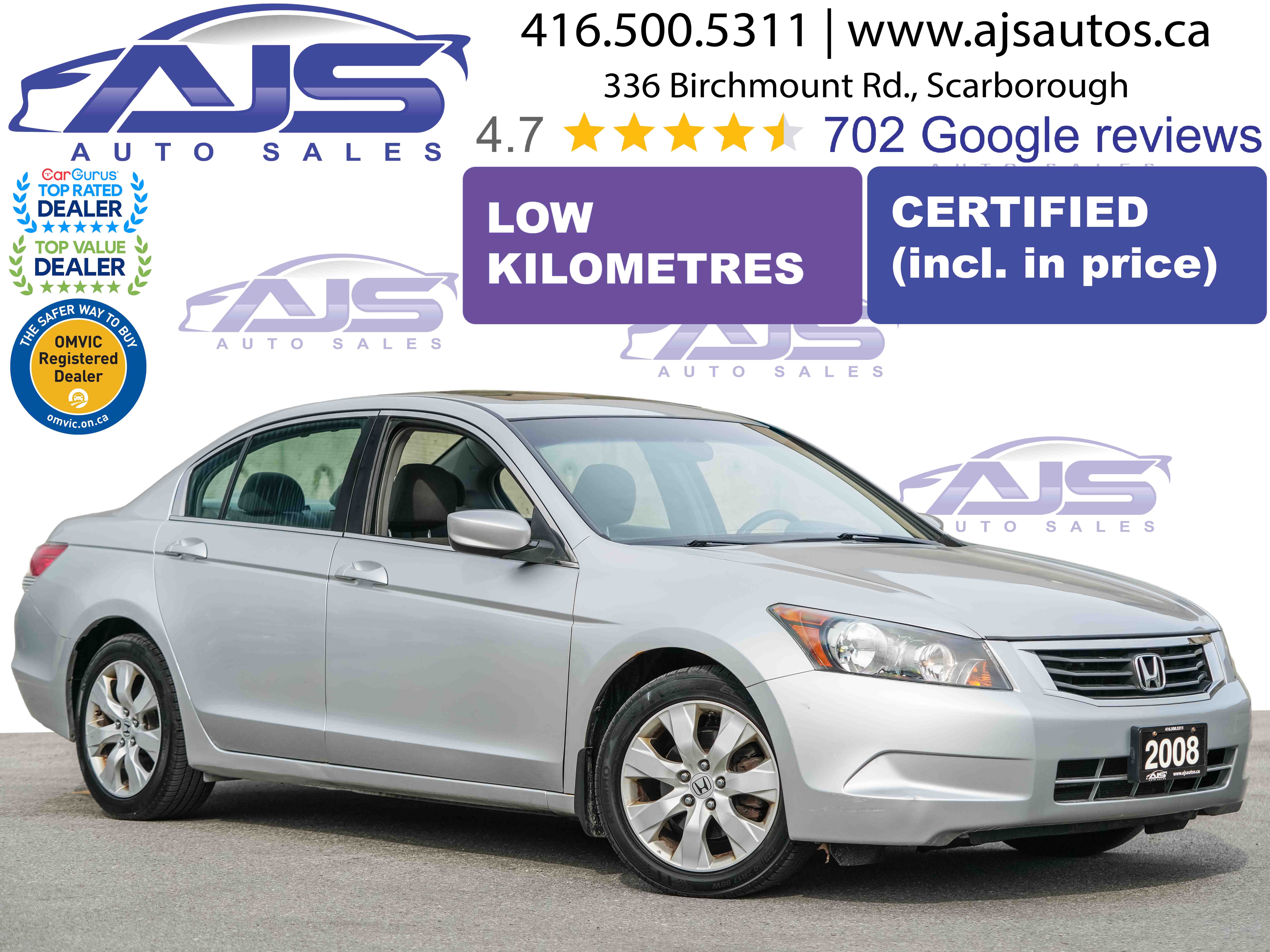 Silver 2008 Honda Accord Sedan Front-Wheel Drive Automatic