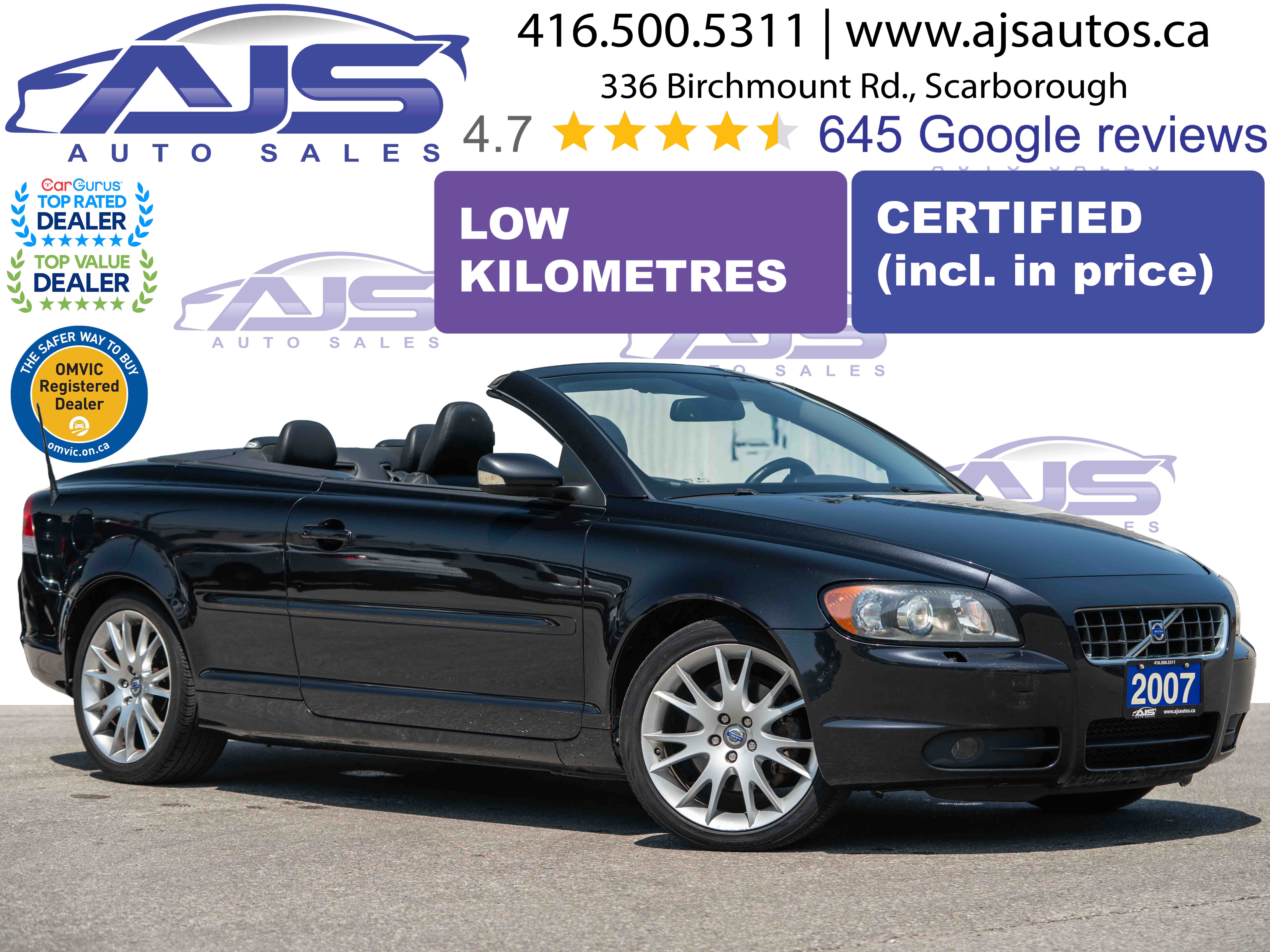 Black 2007 Volvo C70 Convertible Front-Wheel Drive Automatic