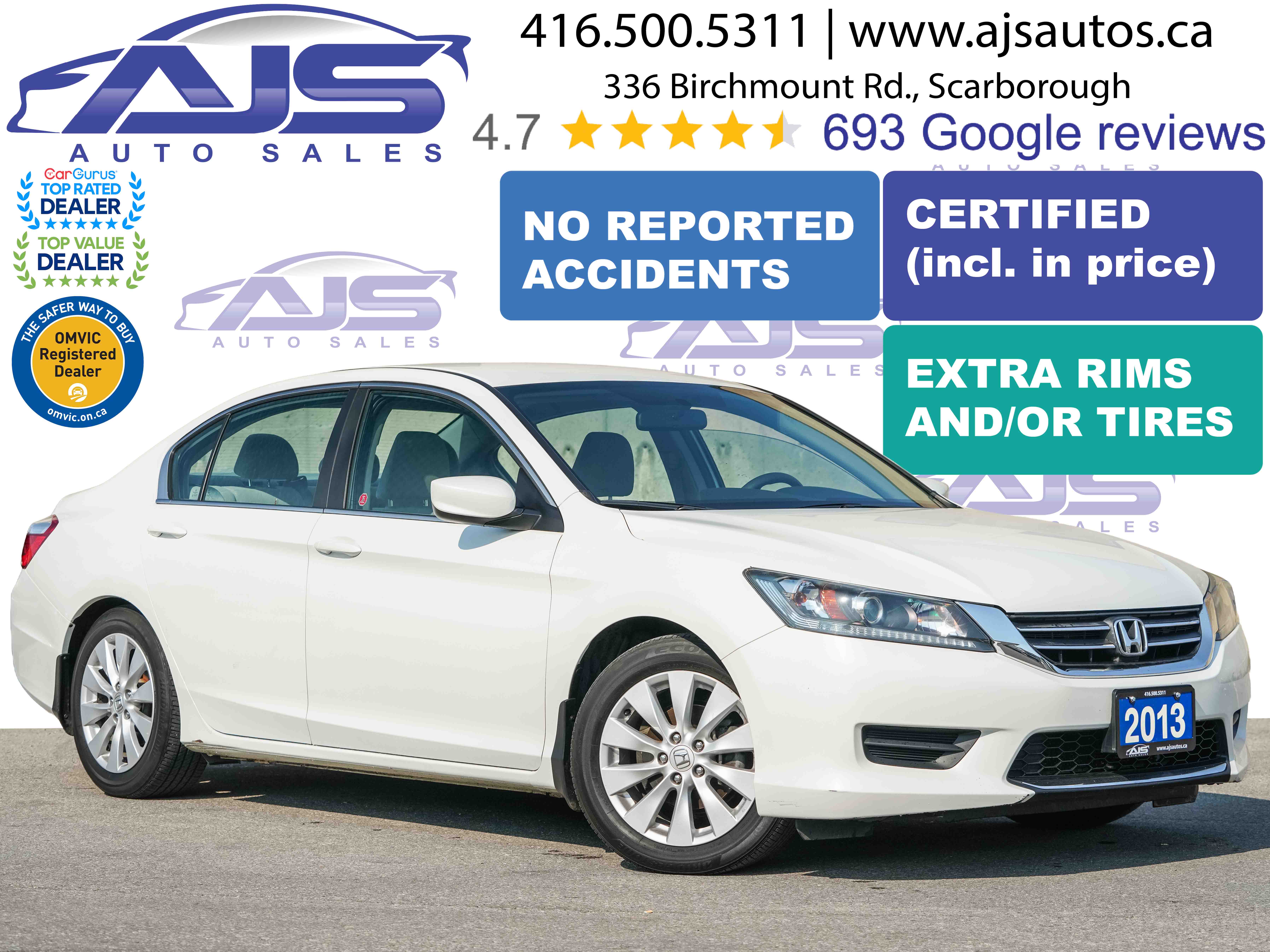 White 2013 Honda Accord Sedan Front-Wheel Drive Automatic