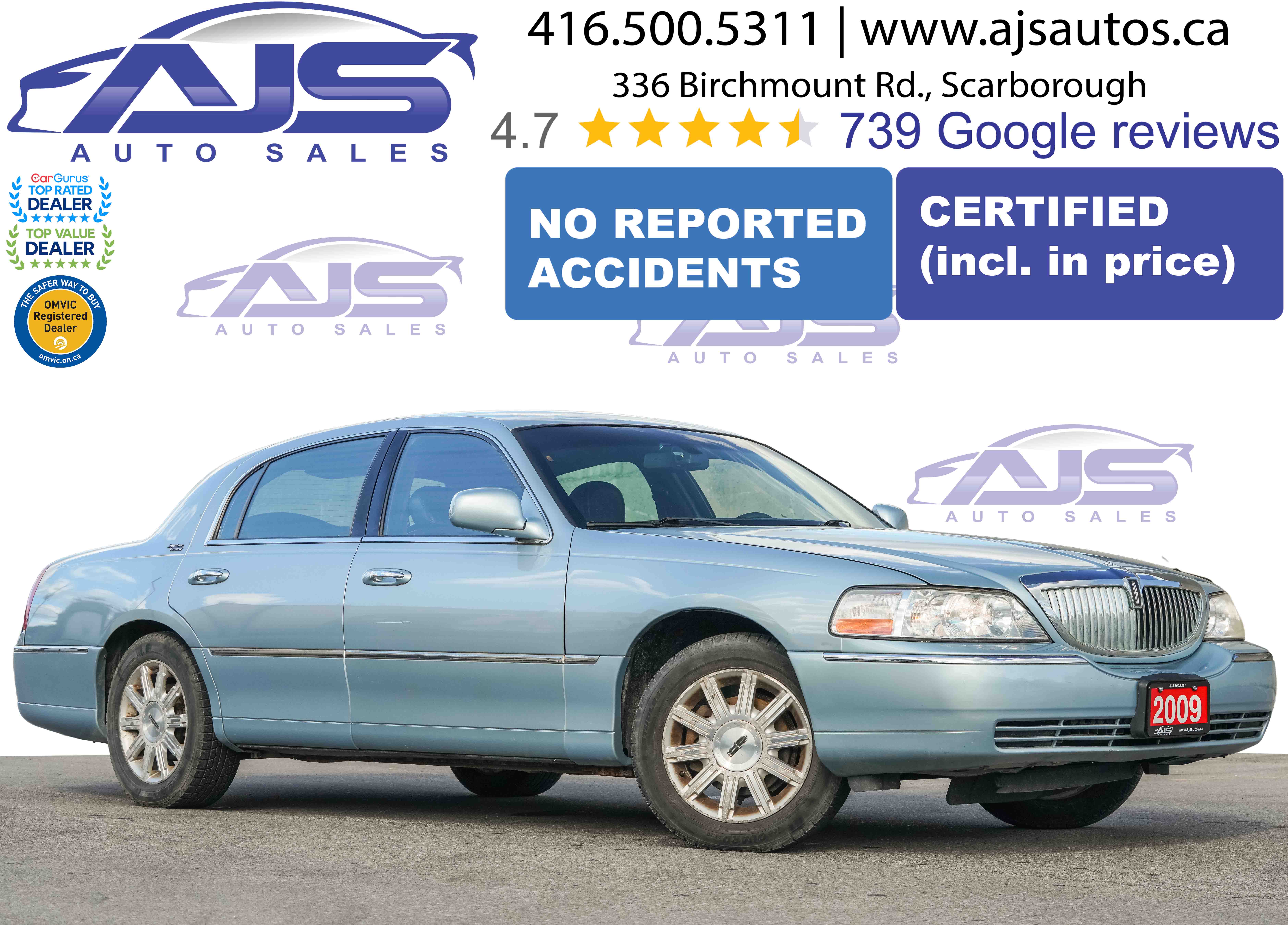 LIGHT BLUE 2009 Lincoln Town Car Sedan Rear-Wheel Drive Automatic