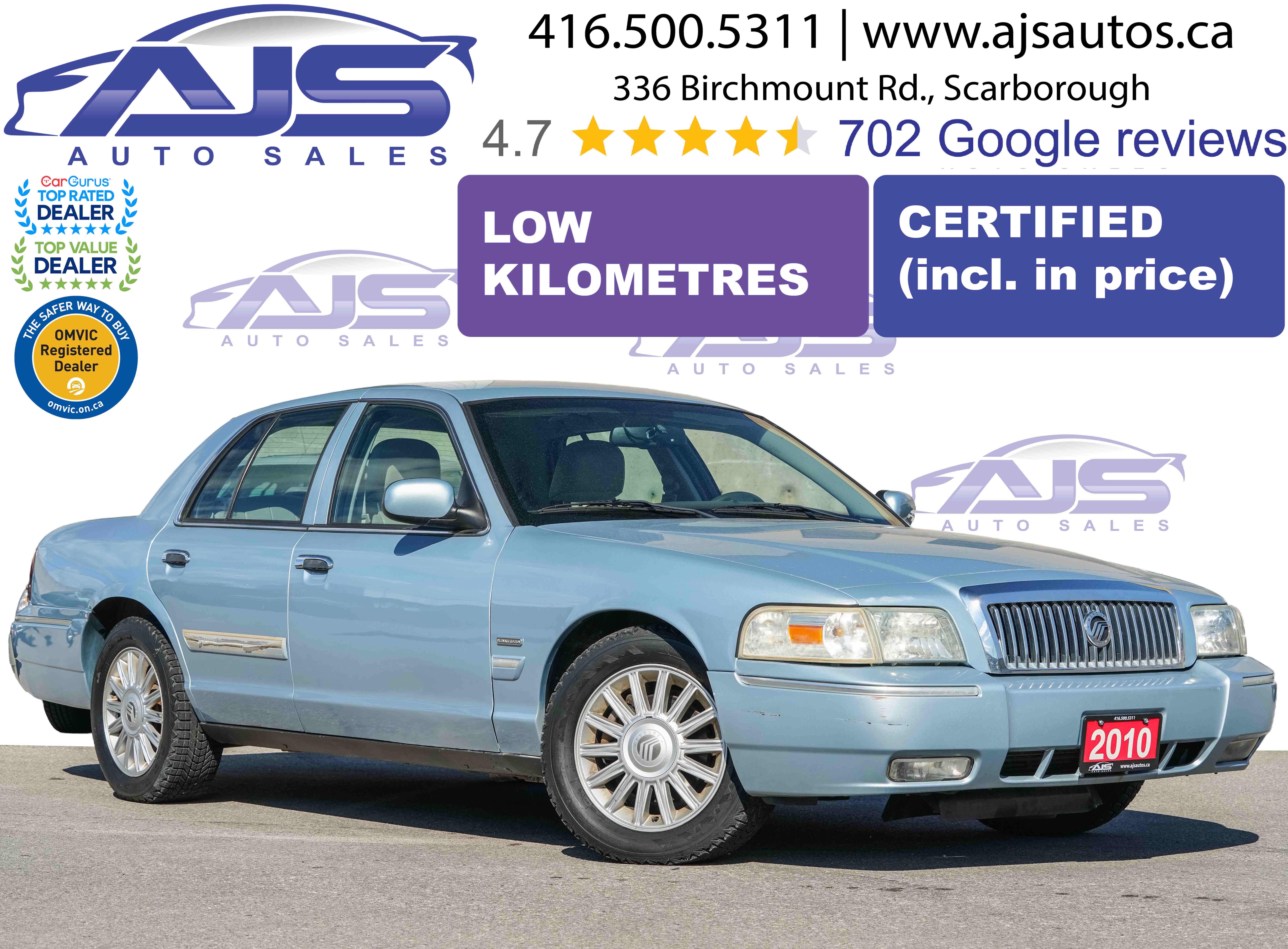 LIGHT BLUE 2010 Mercury Grand Marquis Sedan Rear-Wheel Drive Automatic