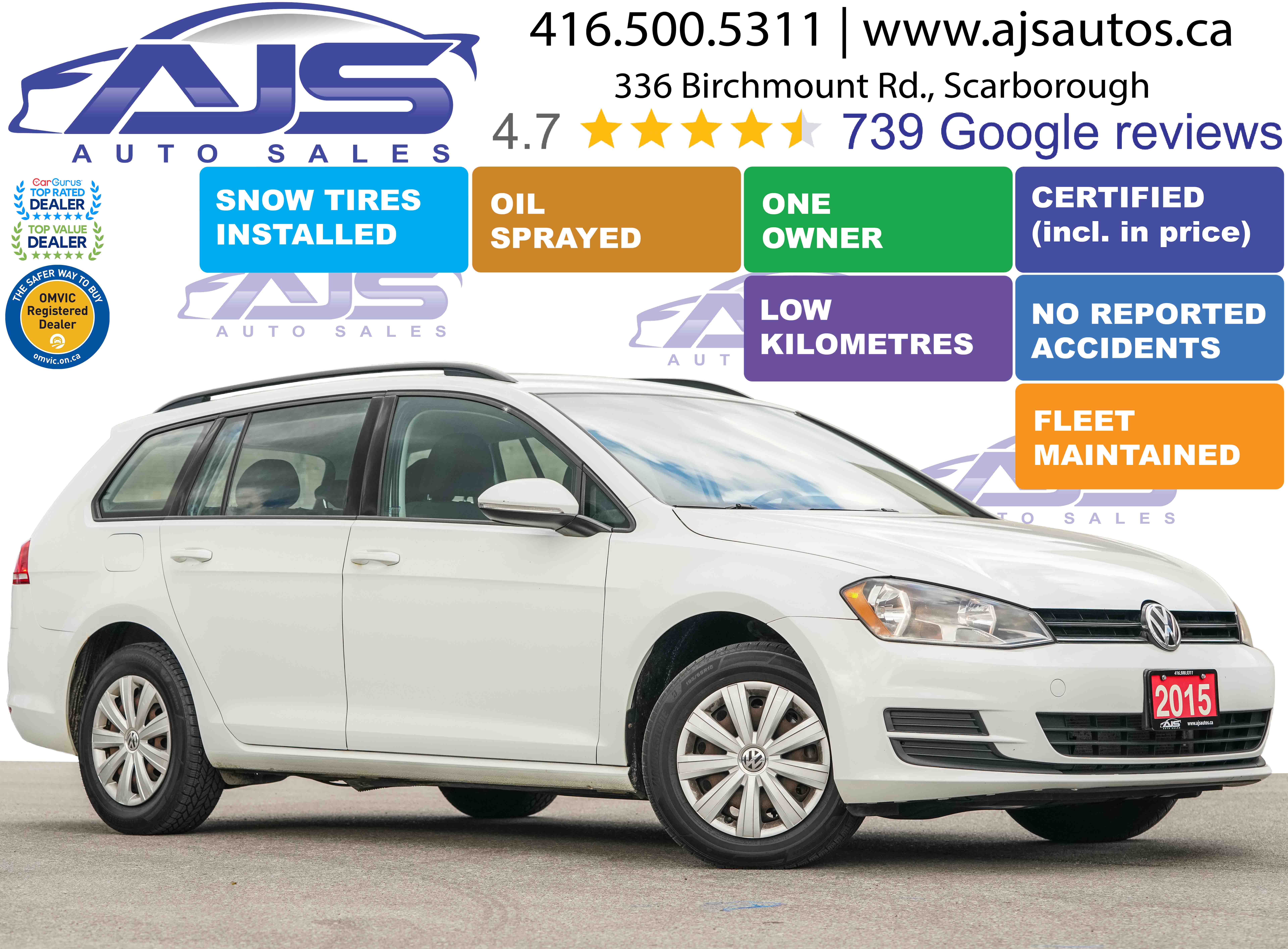White 2015 Volkswagen Golf SportWagen Wagon Front-Wheel Drive Automatic