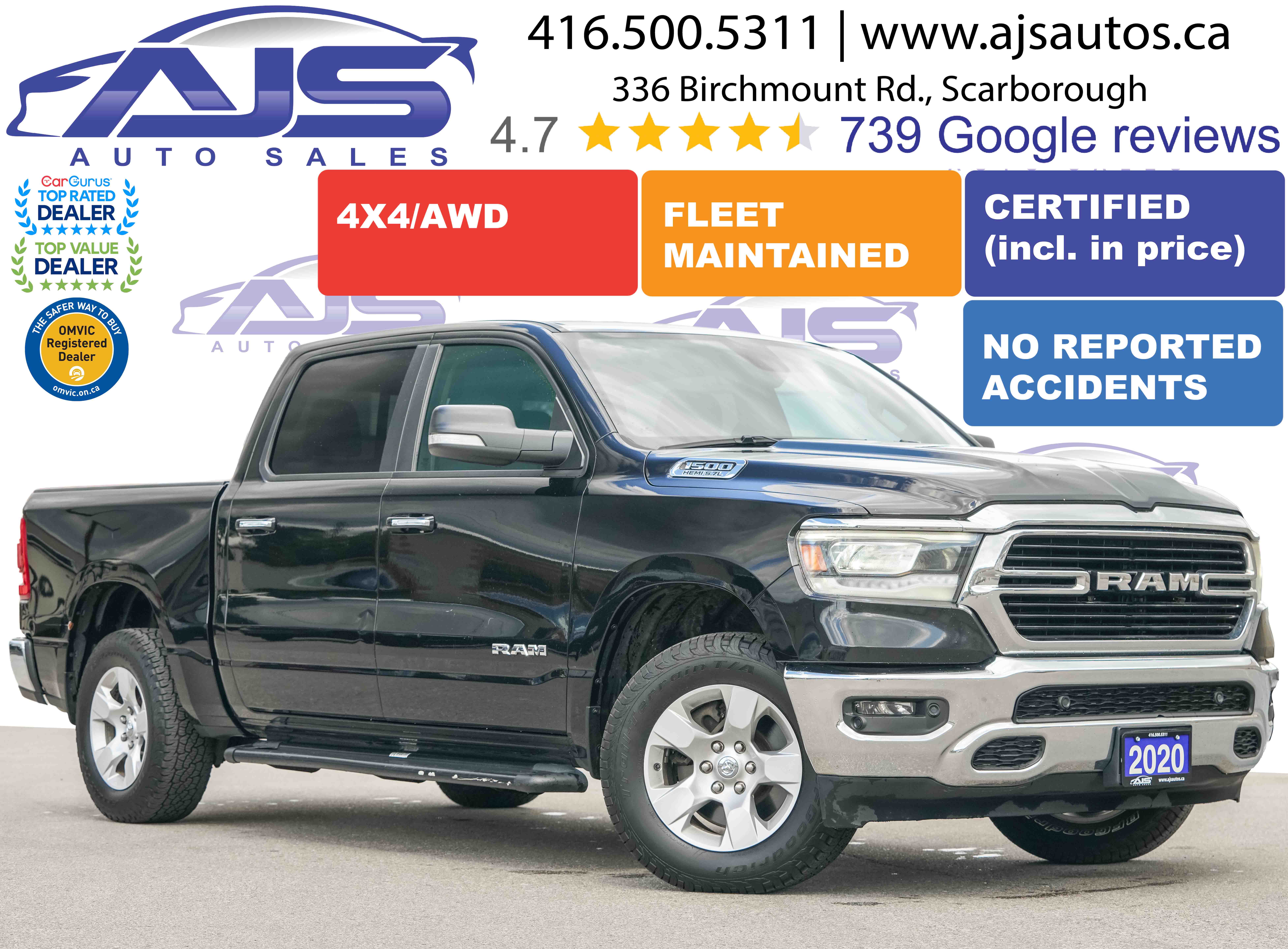 Black 2020 RAM 1500 Pickup Truck Four-Wheel Drive Automatic