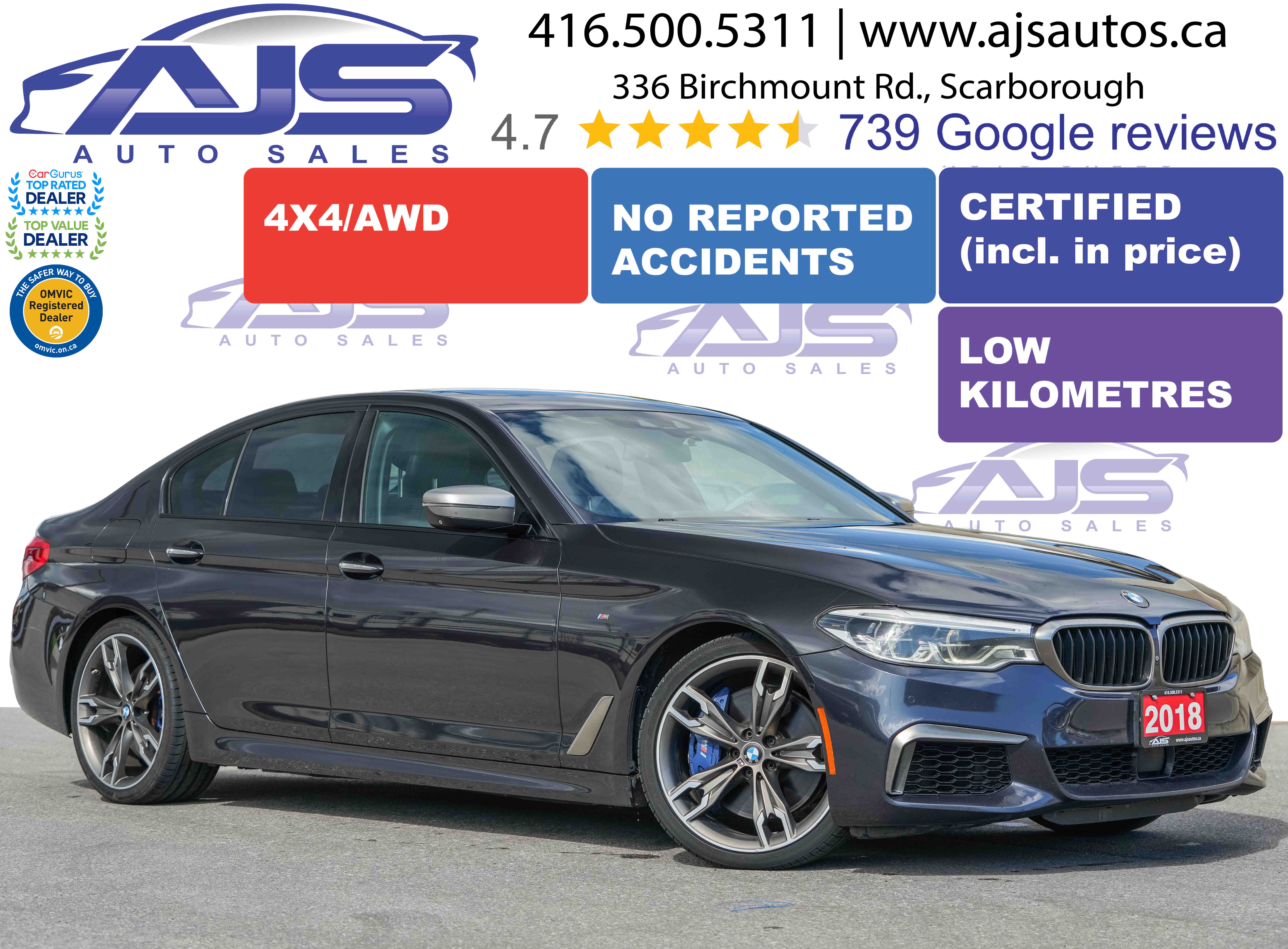 Black 2018 BMW 5 Series Sedan All-Wheel Drive Automatic