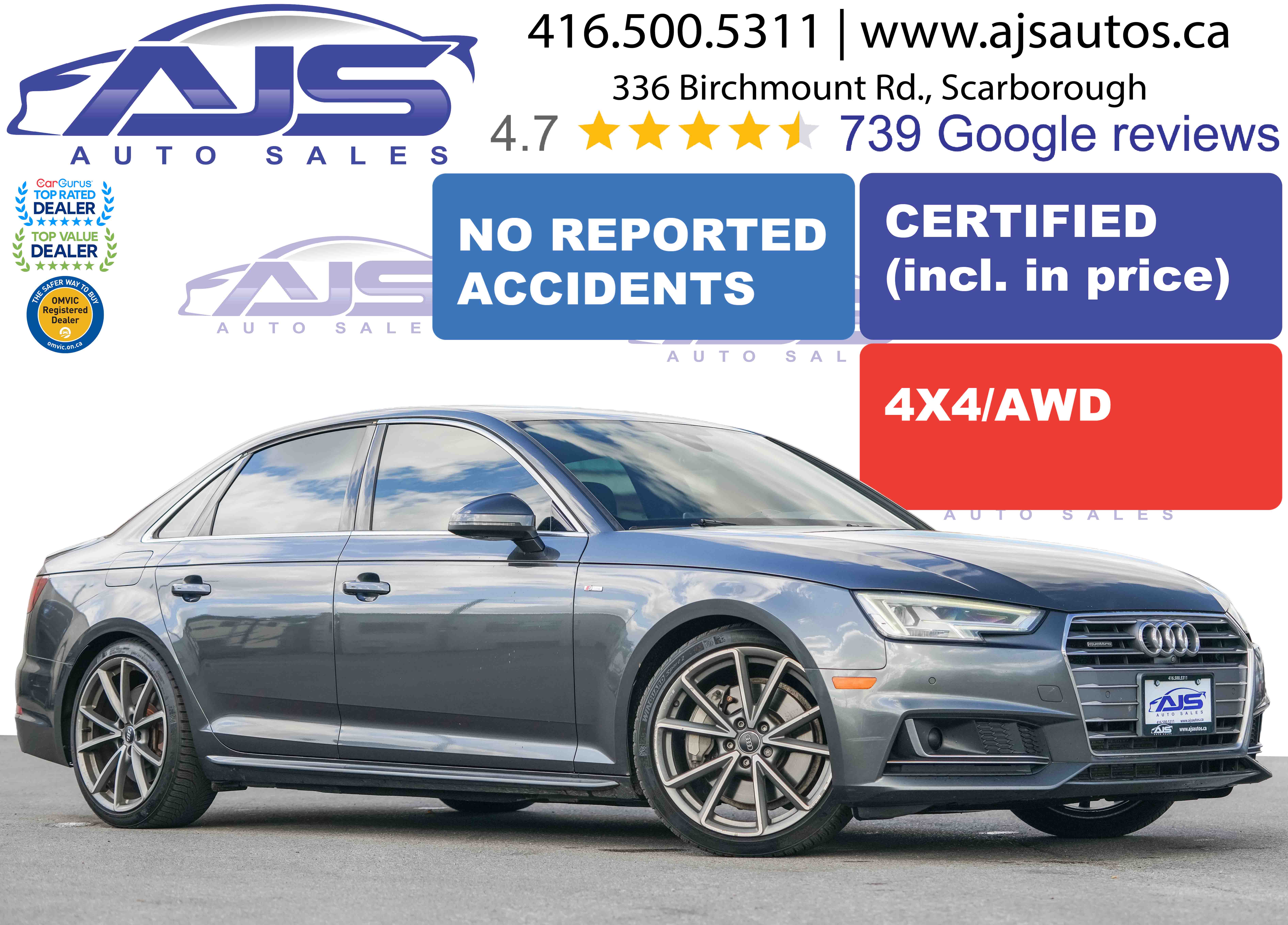 Gray 2018 Audi A4 Sedan All-Wheel Drive Automatic